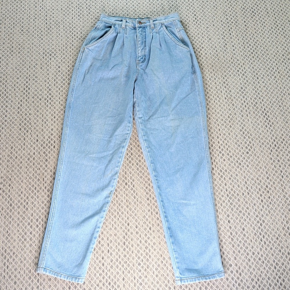 Bill Blass Paper Bag Mom Jeans VTG 80s‎ 90s Hi Rise Light Pleated Baggy 27x30